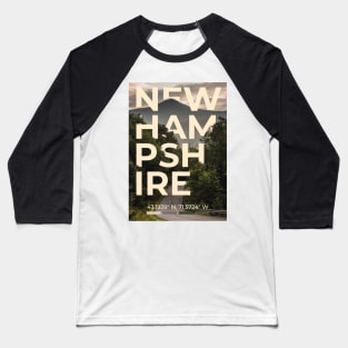 New Hampshire Travel Poster Baseball T-Shirt